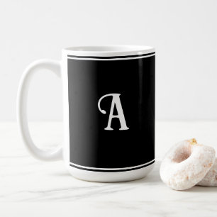 Simple and Elegant Black and White Custom Initial Coffee Mug