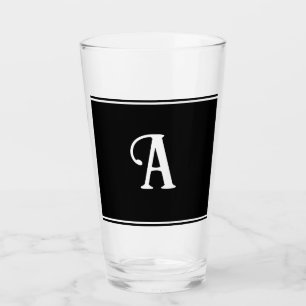 Simple and Elegant Black and White Custom Initial Glass