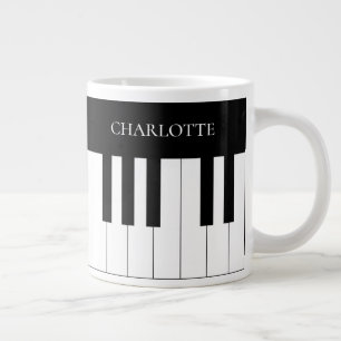 Simple and Elegant Black and White Piano Keyboard Large Coffee Mug