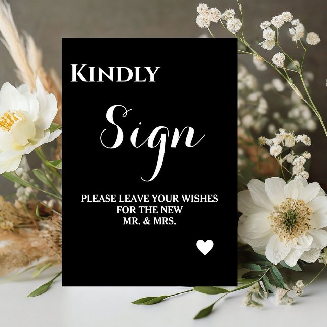 Simple and elegant Black wedding guest book sign (Creator Uploaded)
