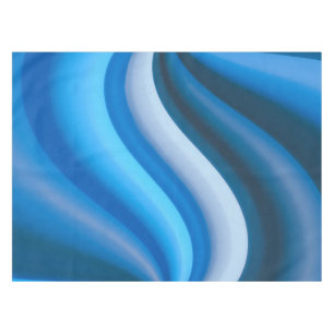 Simple and Elegant Blue Abstract Waves Stripes   Tablecloth