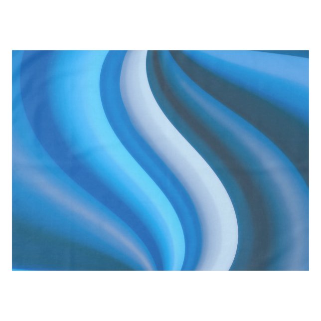 Simple and Elegant Blue Abstract Waves Stripes | Tablecloth (Front (Horizontal))
