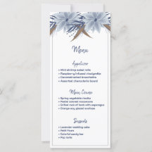 Simple and elegant blue floral | wedding menu