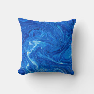 Simple and Elegant Blue Marble Abstract Artwork Cushion
