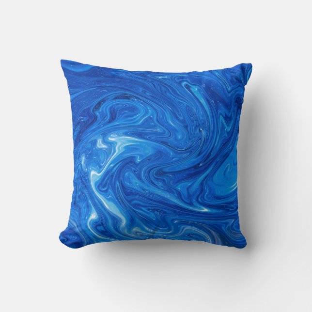 Simple and Elegant Blue Marble Abstract Artwork | Cushion (Front)