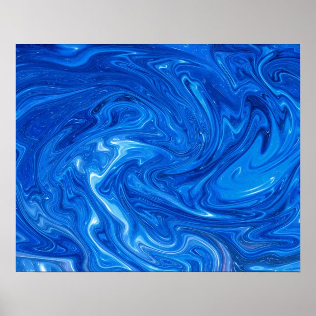 Simple and Elegant Blue Marble Abstract Artwork | Poster (Front)