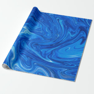Simple and Elegant Blue Marble Abstract Artwork   Wrapping Paper