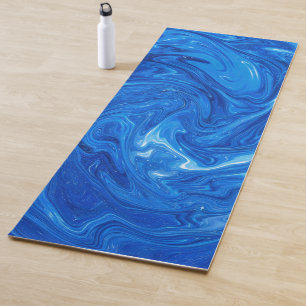 Simple and Elegant Blue Marble Abstract Artwork   Yoga Mat