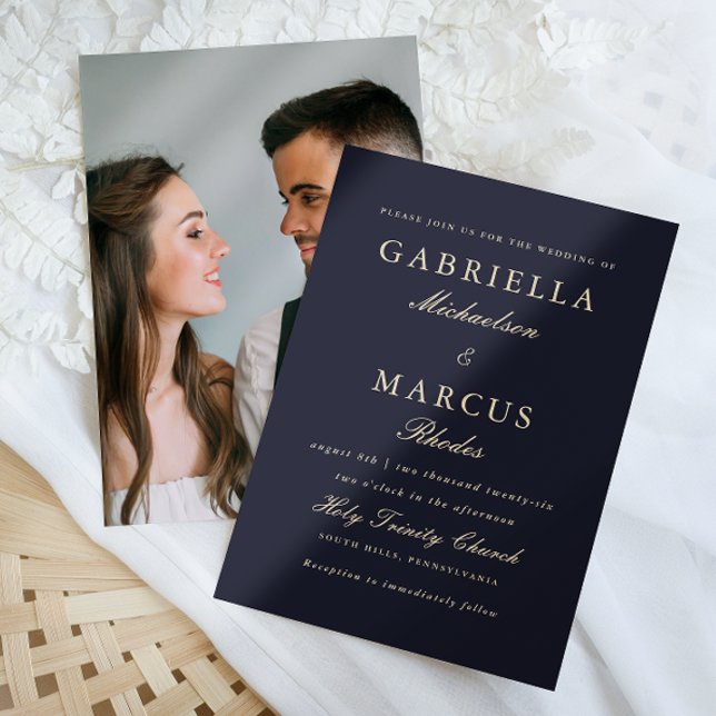 Simple and Elegant Blue Photo Wedding  Invitation (Creator Uploaded)