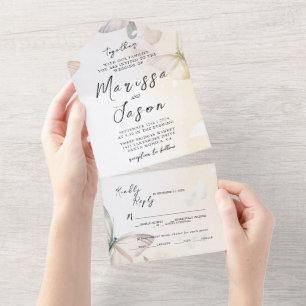 Simple and Elegant butterflies Wedding All In One Invitation