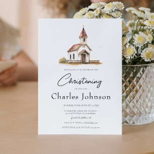 Simple And Elegant Church Son Christening Invitation