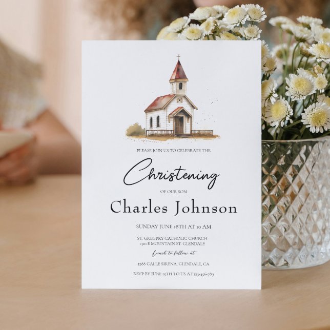 Simple And Elegant Church Son Christening Invitation (Creator Uploaded)
