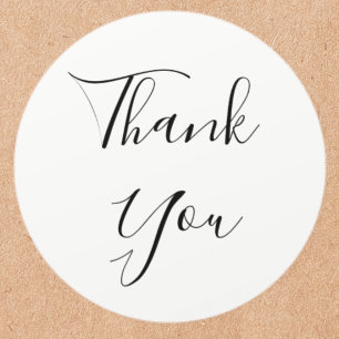 Simple And Elegant Cursive Thank You Classic Round Sticker