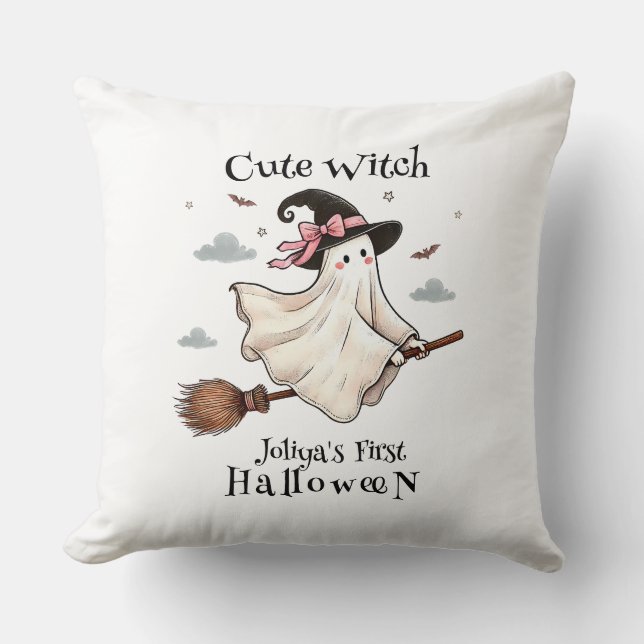 Simple and Elegant Cute witch first Halloween Cushion (Front)