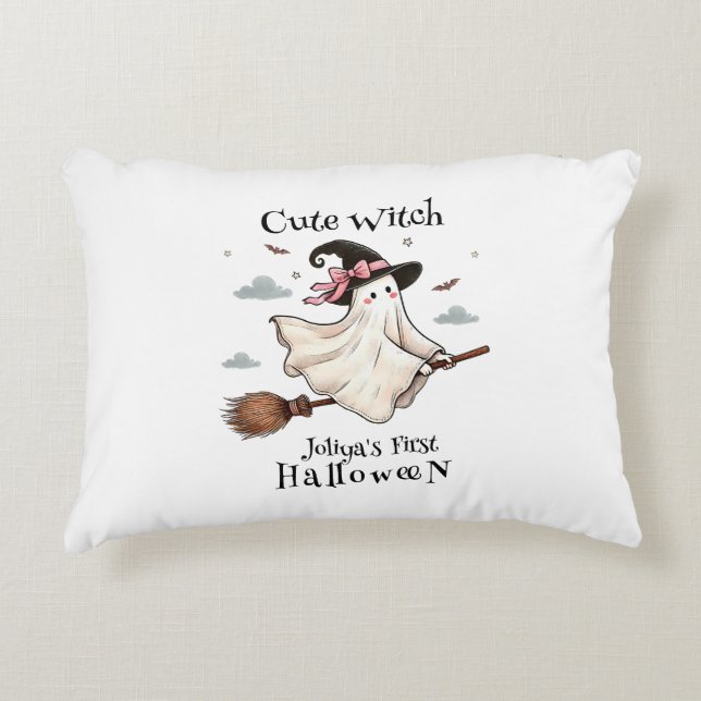 Simple and Elegant Cute witch first Halloween Decorative Cushion (Front)