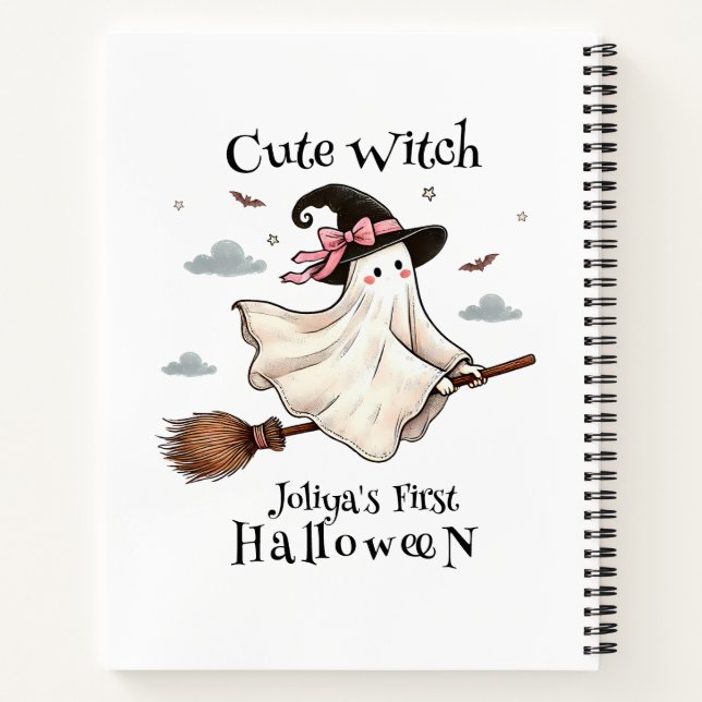 Simple and Elegant Cute witch first Halloween Notebook (Back)