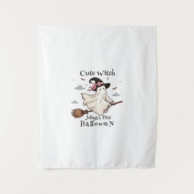 Simple and Elegant Cute witch first Halloween Tapestry (Front)