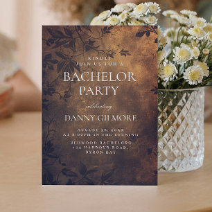 Simple and Elegant dark Floral Bachelor Party Invitation