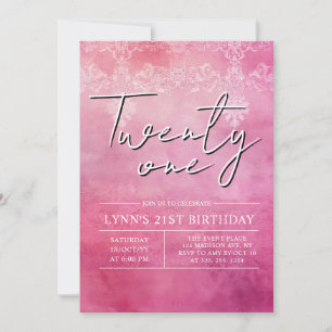 Simple and elegant dark pink 21st birthday invitation