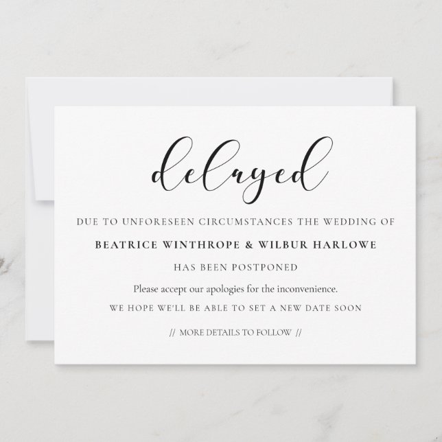 Simple and elegant delayed wedding announcement (Front)