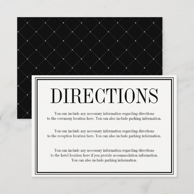 Simple and Elegant Directions Enclosure Card (Front/Back)