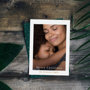 Simple and Elegant Dots Green Photo Holiday Card