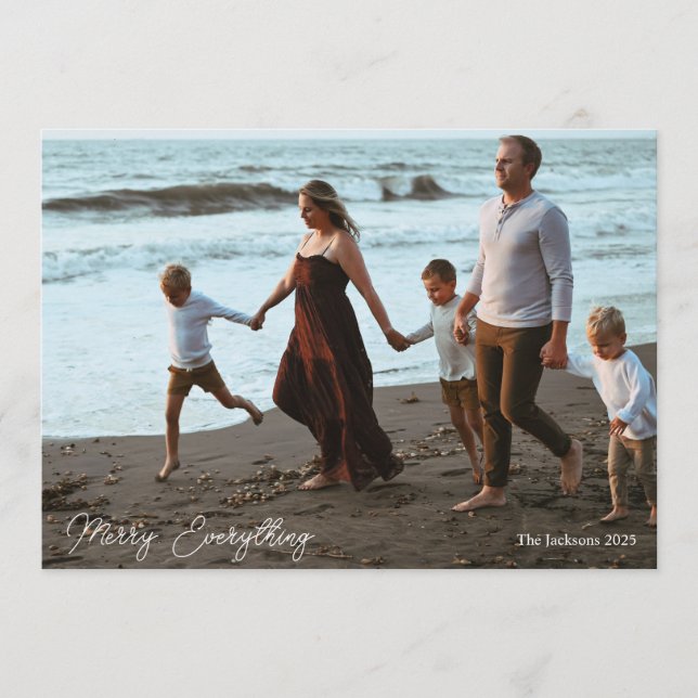 Simple and Elegant Family Photo Holiday Card (Front)