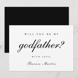 Simple and Elegant Godfather Proposal Black Invitation
