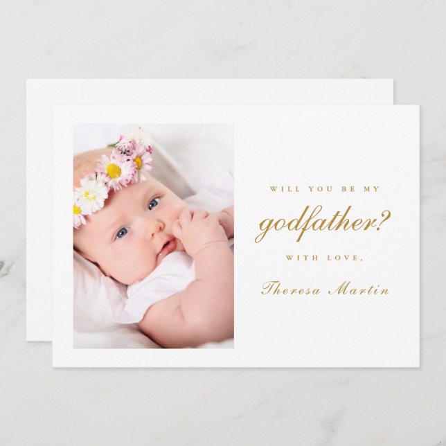 Simple and Elegant Godfather Proposal Photo Invitation (Front/Back)