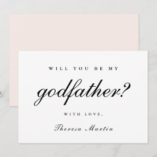 Simple and Elegant Godfather Proposal Pink Invitation