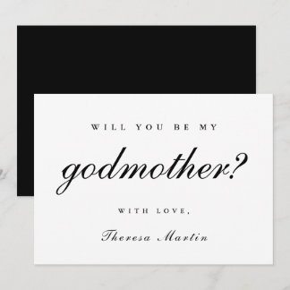 Simple and Elegant Godmother Proposal Black Invitation