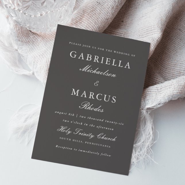 Simple and Elegant Gray and White Wedding  Invitation (Creator Uploaded)