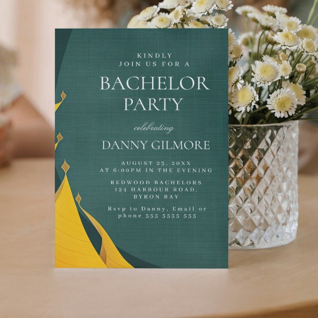Simple and Elegant Green Bachelor Party  Invitation (Creator Uploaded)