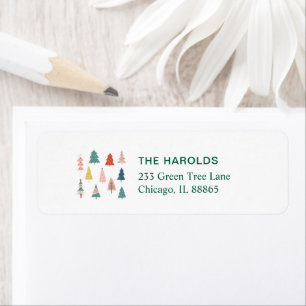 Simple and Elegant Green Christmas Trees Holiday Return Address Label