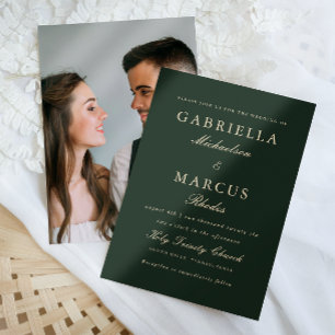 Simple and Elegant Green Photo Wedding  Invitation
