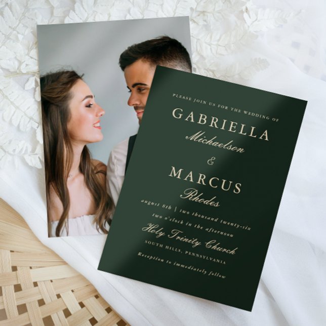 Simple and Elegant Green Photo Wedding  Invitation (Creator Uploaded)