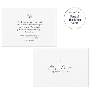 Simple and Elegant Greenery Orthodox Funeral Thank You Card