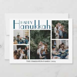 Simple and Elegant Hanukkah family 3 photo Holiday Card
