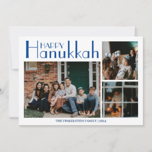Simple and Elegant   Hanukkah family 3 photo Holiday Card