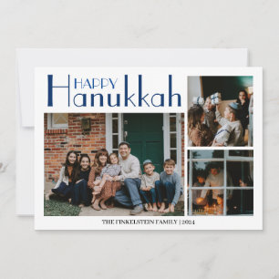 Simple and Elegant Hanukkah family photo Collage Holiday Card