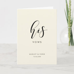 Simple and elegant His vows wedding vow Card