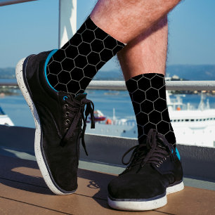 Simple And Elegant Honeycomb Pattern Black & Grey Socks