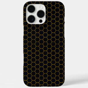 Simple and elegant honeycomb pattern black yellow iPhone 16 pro max case