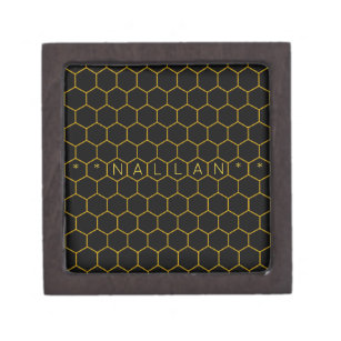 Simple and elegant honeycomb pattern black yellow gift box