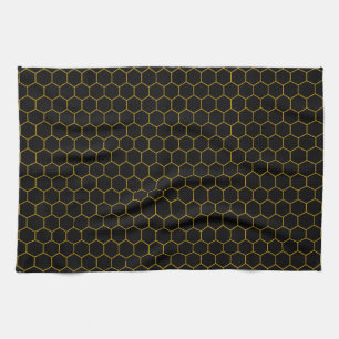 Simple and elegant honeycomb pattern black yellow tea towel