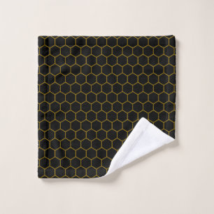 Simple and elegant honeycomb pattern black yellow wash cloth