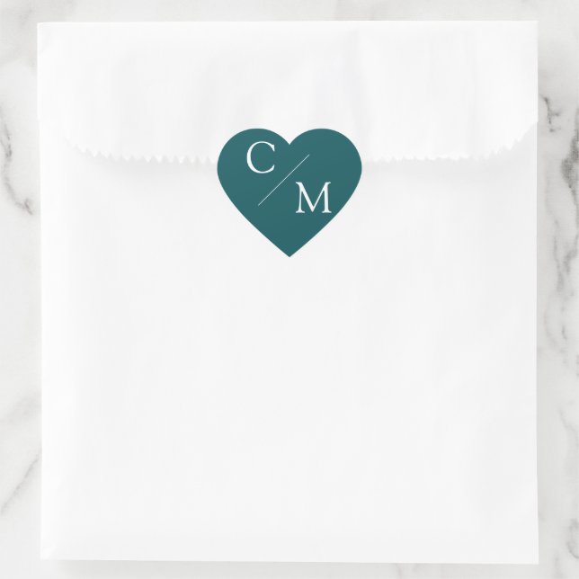 Simple and elegant monogram heart sticker (Bag)