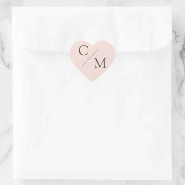 Simple and elegant monogram heart sticker (Bag)