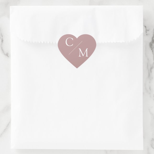 Simple and elegant monogram Serviette Heart Sticker (Bag)