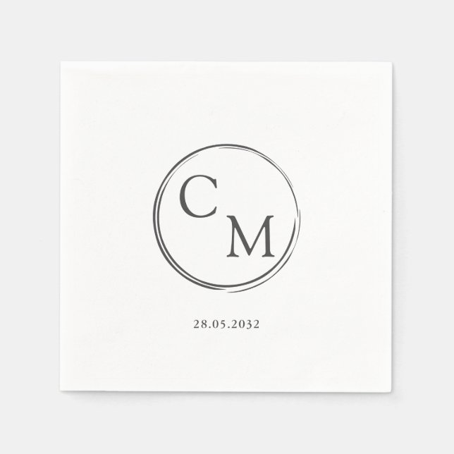 Simple and elegant monogram Serviette Napkin (Front)